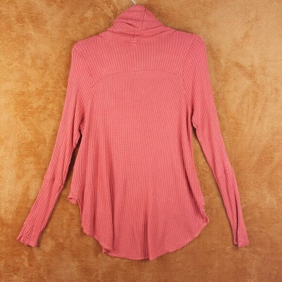 WE THE FREE PEOPLE Womens Top Small Mauve Pullover Tunic Cowl Neck Waffle Knit - Picture 6 of 7